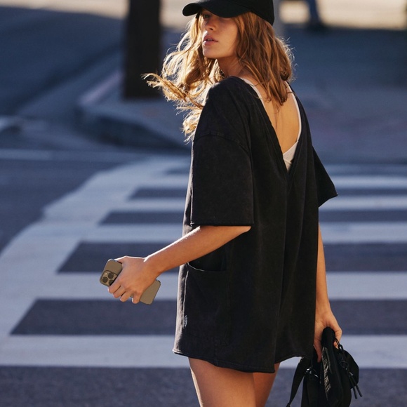 FP Movement by Free People Hot Shot Tee Romper in Black sz various NWT - Picture 2 of 6